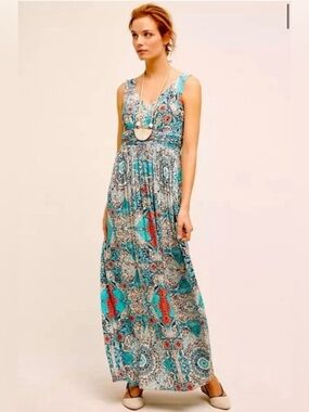 Anthropologie Medallion Maxi Dress Plenty by Tracy Reese| V-neck | XS